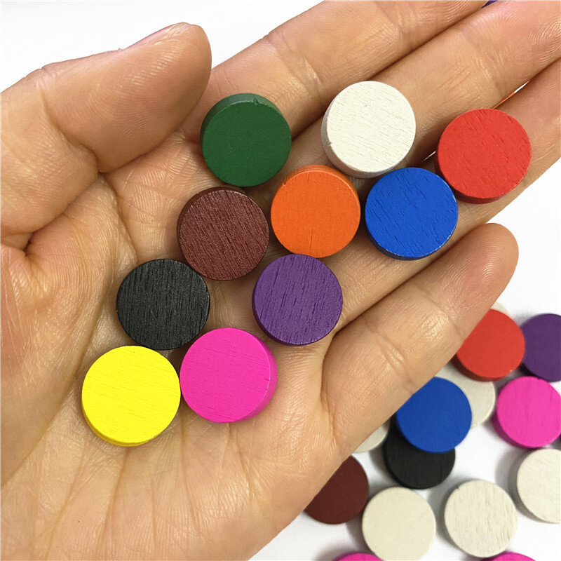 100pieces Diameter 15*5MM Wooden Pawn Game Pieces Colorful Chess For Tokens Board game/Educational Games Accessories