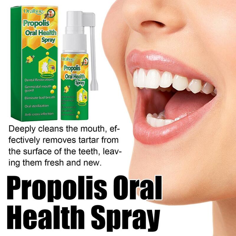 Propóleo para la salud bucal, Spray de respiración fresca para la salud dental, higiene bucal, protección de dientes, eliminador de manchas, U7E7, 20ml