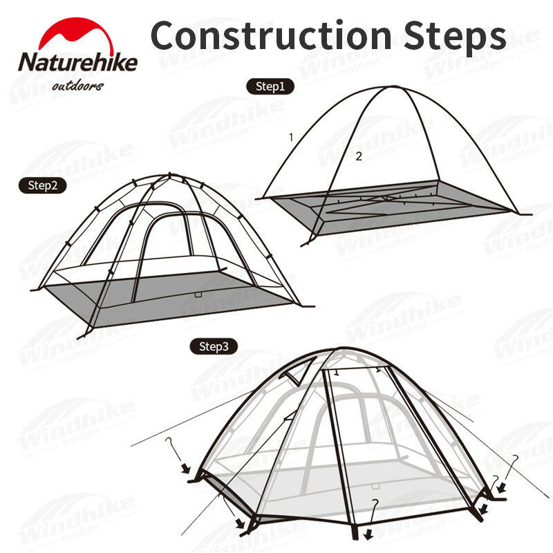 Naturehike Nieuwe P Serie Camping Tent 2 3 4 Personen Ultralight Tent 210T Waterdichte Familie Tent Outdoor UPF50 + reizen Strand Tent
