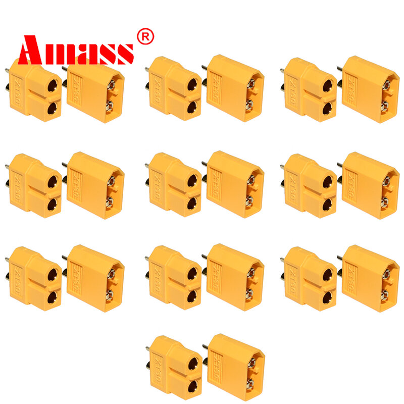 Amass-XT60 Conectores de Plugue Masculino, XT60 Bullet Plugs, XT60 para RC Lipo Battery, Drone, Avião, Acessórios para Carro, Feminino, XT60