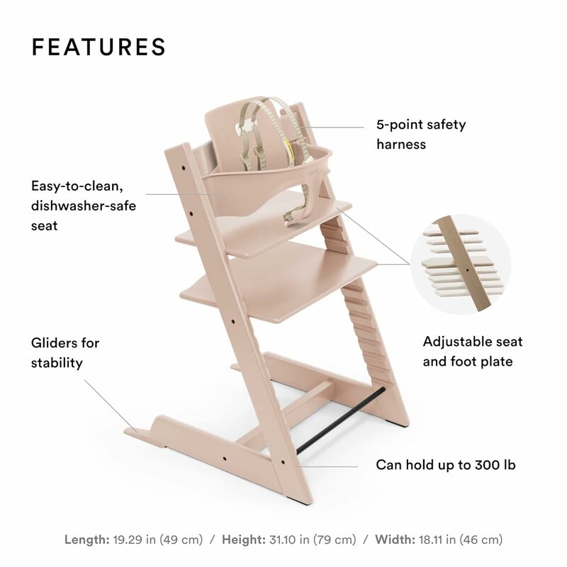 Chaise haute ajustable rose sereine, convertible enfant et adulte, ensemble bébé inclus, bretelles détachables