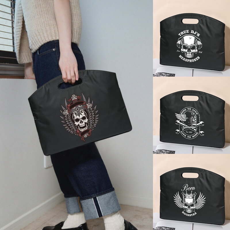 Business Office Briefcase Skull Printed Handbag Computer Laptop Protection Case Conference Document Bag Unisex Office Totes Case