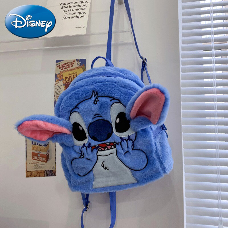 Disney Stitch nowy pluszowy plecak Cartoon Fashion 3D Mini plecak damski o dużej pojemności uroczy tornister dziecięcy wysokiej jakości