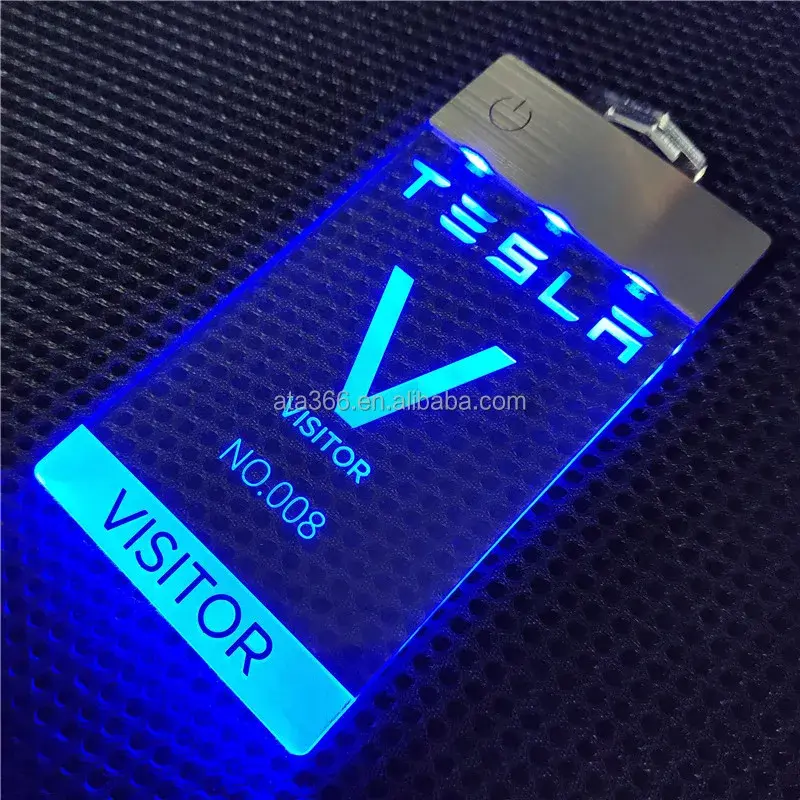 Producto personalizado, 1 insignia de nombre LED de acrílico de lujo, insignia de nombre personalizada, impresión personalizada, grabado láser, plástico iluminado único
