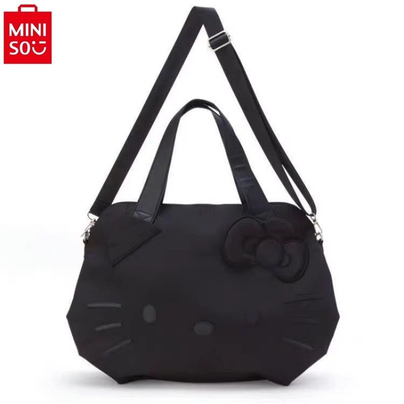 MINISO Sanrio tas jinjing kapasitas besar, tas koper perjalanan dan bisnis modis untuk wanita, tas tangan Pullover motif Hello Kitty lucu