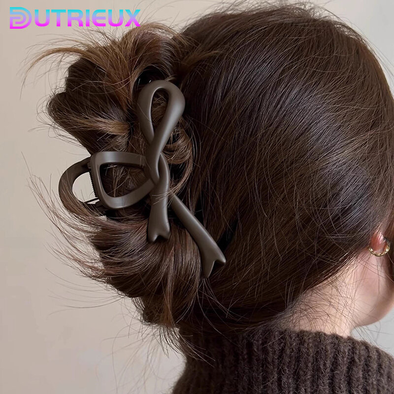 11.5cm Matte Bow Hair Clips For Women Hairpin Acrylic Hair Claw Clip Hair Accessories Elegant Girls Headwear