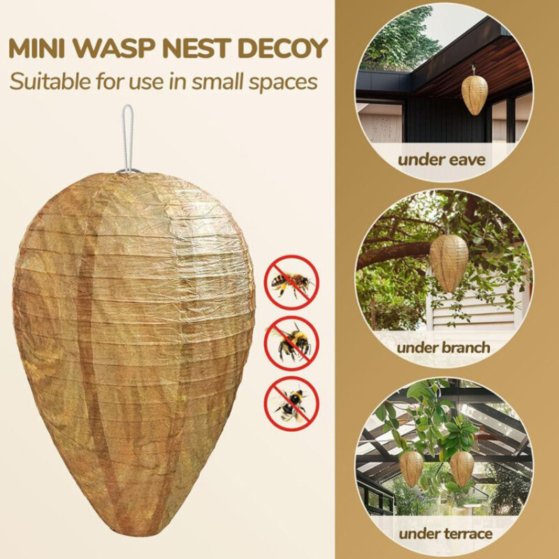 Hanging Wasp Nest Decoy Outdoor impermeabile Fake Wasp Nest Decoy Hornets plastica insetti Paper Drive Beehive Lantern
