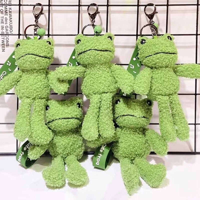 Green for Frog Keychain Plush Keyring Cartoon Backpack Pendant for Girl T