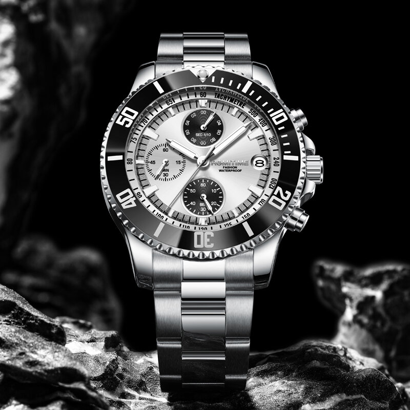 ROMITIME Top marka zegarek na rękę pasek ze stali nierdzewnej zegarki męskie luksusowy wodoodporny oryginalny modny zegarek kwarcowy Luminous