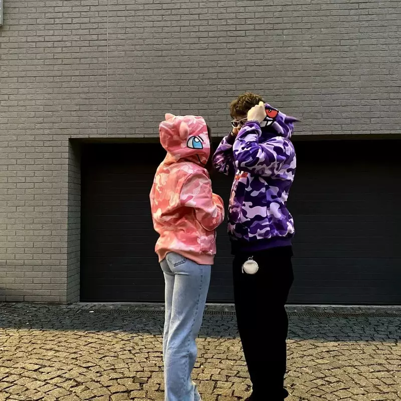 Y2k Devil Hoodie Couple Anime Print Street Clothing Couple Full Zip Hoodie Retro Sweatshirt Gothic Harajuku Jacket Tracksuits