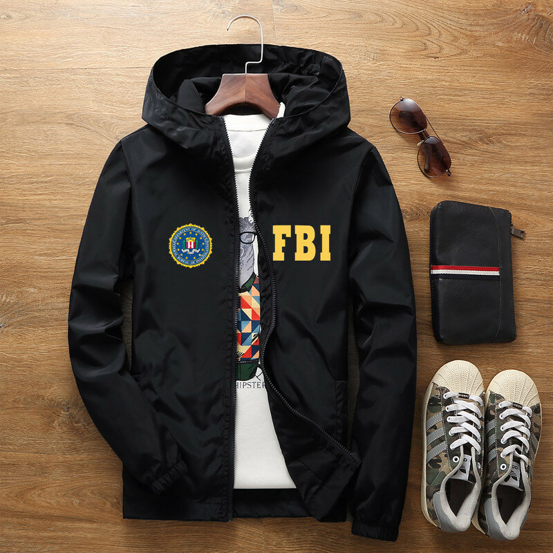 Jaket Pilot udara pria, perisai FBI Amerika Serikat, mantel bisbol, jaket penahan angin Bomber sepeda motor, jaket mendaki berkemah
