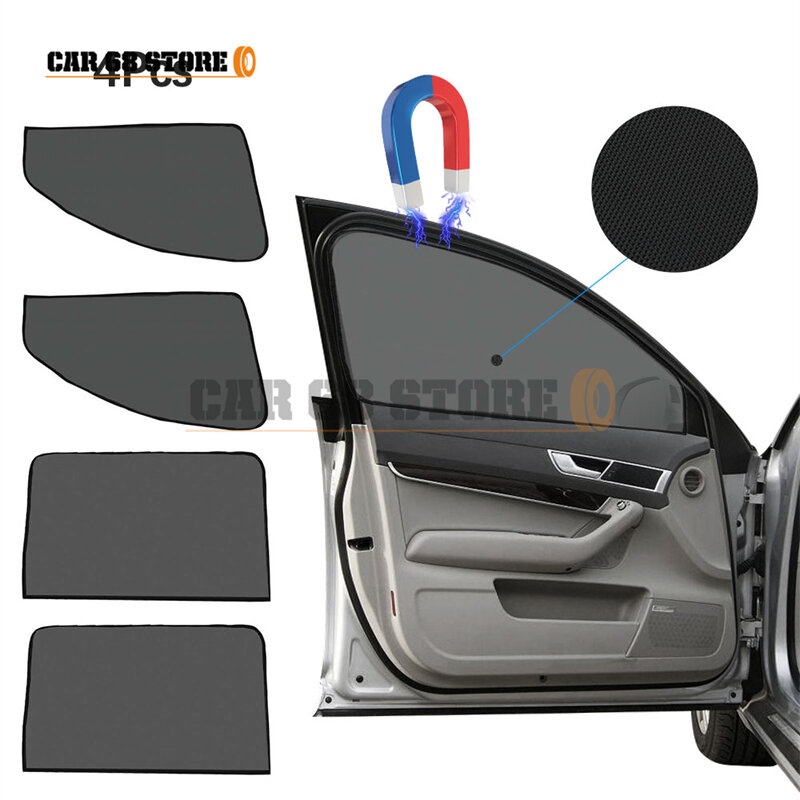 4 sztuk magnetyczny samochód boczne przednie tylne okno osłona przeciwsłoneczna poliester trwała siatka tarcza ochrona UV przenośne dla większość pojazdów