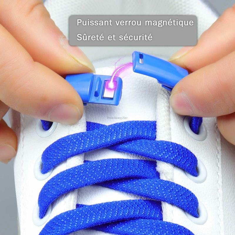 Kolorowy zamek magnetyczny sznurowadła bez krawatów elastyczne sznurowadła trampki buty bez sznurówek sznurowadła dla dzieci płaskie sznurowadła opaski gumowe
