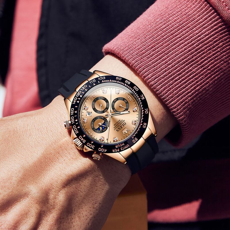 Olevs luxo masculino relógio de quartzo homem relógios à prova dwaterproof água luminosa marca superior relógio para homem data cronógrafo esporte relógio de pulso