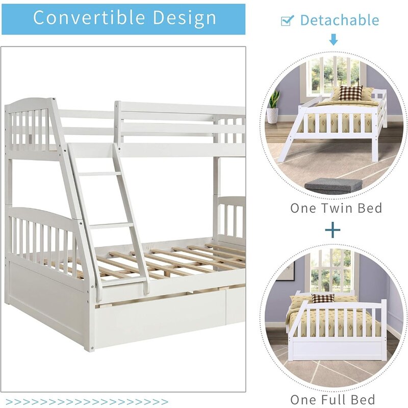 Struttura del letto per bambini, convertibile in 2 letti separati, struttura del letto per bambini