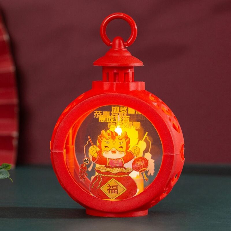 Gloeiende Lente Festival Wind Lantaarn Led Verlicht Nieuwjaar Desktop Decoratie Lamp Rond China-Chic