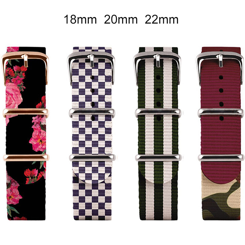 Wysokiej jakości nylonowy pasek 18mm 20mm 22mm zegarek nylonowy pasek kolorowy Nylon NATO materiałowy do zegarka pasek dla kobiet mężczyzn