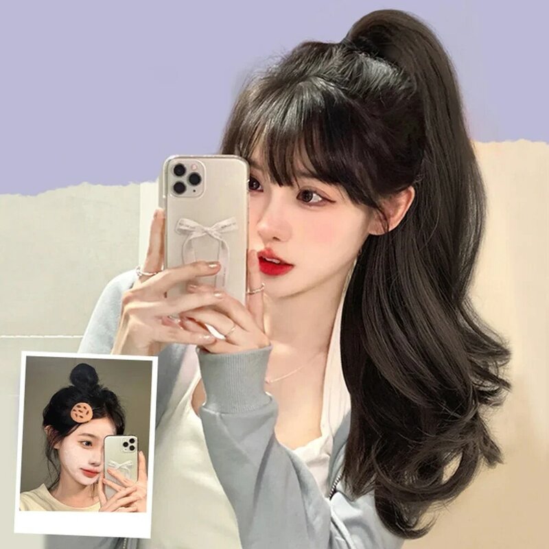 Koreaans Lang Golvend Recht Op Paardenstaart Haarverlenging Synthetische Paardenstaart Extensie Haar Voor Vrouwen Paardenstaart Haarstuk