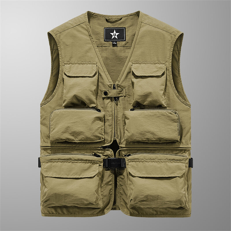 Detachable Tactical Vests for Men Pockets Hiking Fishing Vest Men's Photographer Waistcoat Outdoor Cargo Sleeveless Jacket 2024