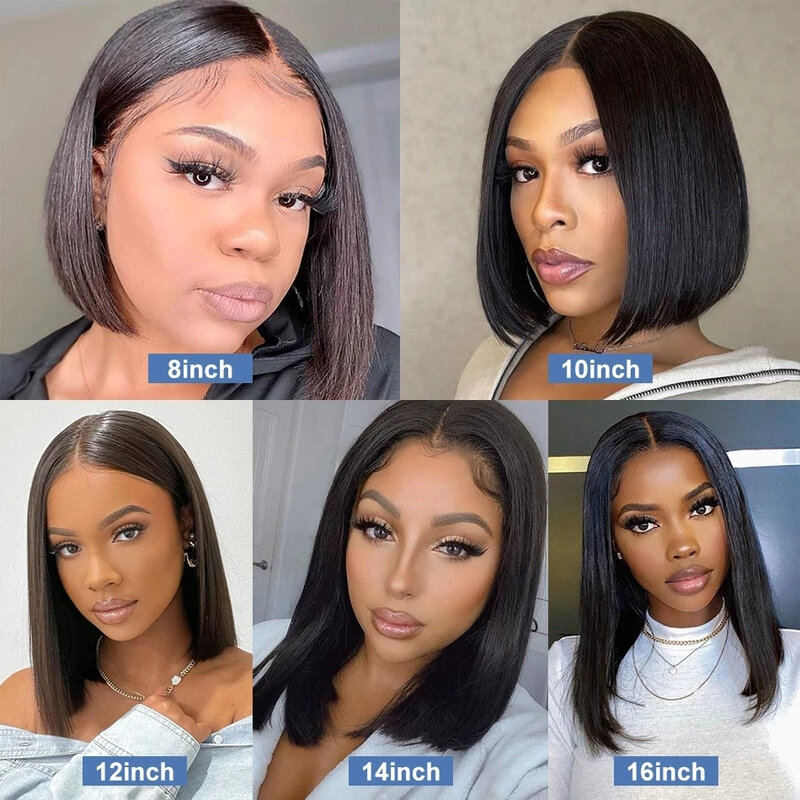Bob Wig Lace Frontal Human Hair Wigs With Baby Hair 13x5x1Transparent Shor Middle Part Virgin Wig For Black Women 5x5x1 Closure