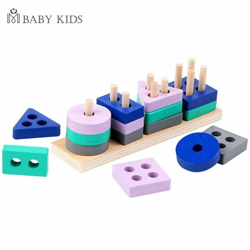Montessori zabawki drewniane klocki zabawki edukacyjne wczesna edukacja kolor kształt mecz dzieci Puzzle zabawki dla dzieci chłopcy dziewczęta
