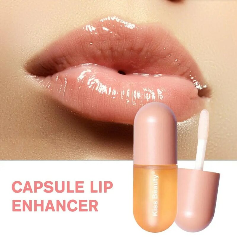 Mini Kapsel Lip gloss Lip Plump ing Flüssigkeit feuchtigkeit spendend Glanz glänzend Make-up Schönheit Kosmetik c0b7
