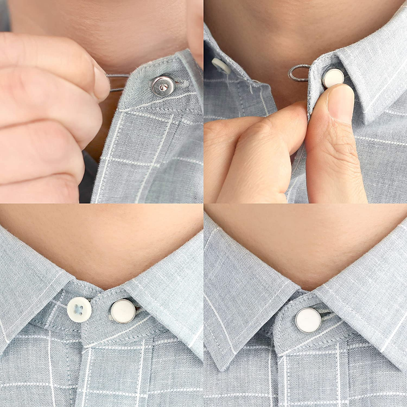 金属ボタン付きの2ピースカラーエクステンダー,ジーンズパンツ,伸縮性のあるウエストシャツ,ネクタイ,柔軟なロック,バックル付き