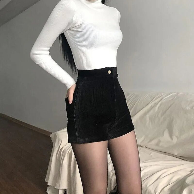 Calça gótica preta feminina, cintura alta, apertada, sexy, stretch, Y2K, veludo cotelê, calça casual feminina, primavera, moda outono