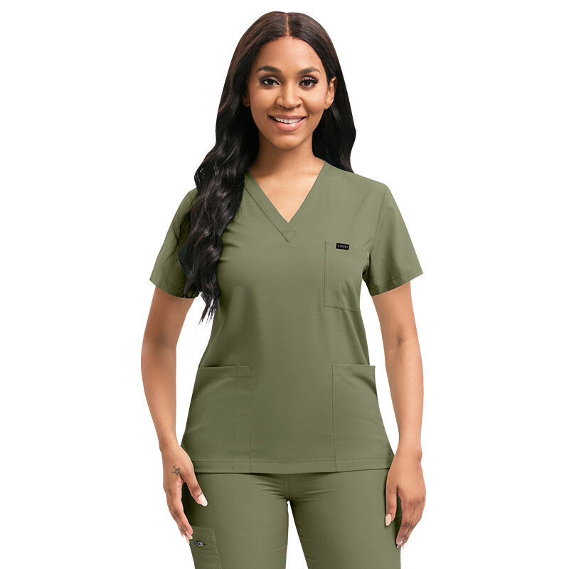 Pakaian kerja perawat klinik uniseks, set seragam medis Salon kecantikan gigi pakaian kerja dokter farmasi