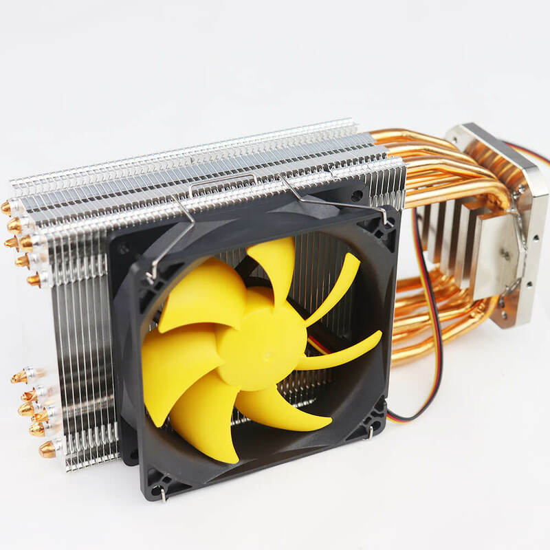 Radiador de aleta Skive personalizado, Enfriador de cobre de 8 tubos, disipador de calor para ordenador y CPU