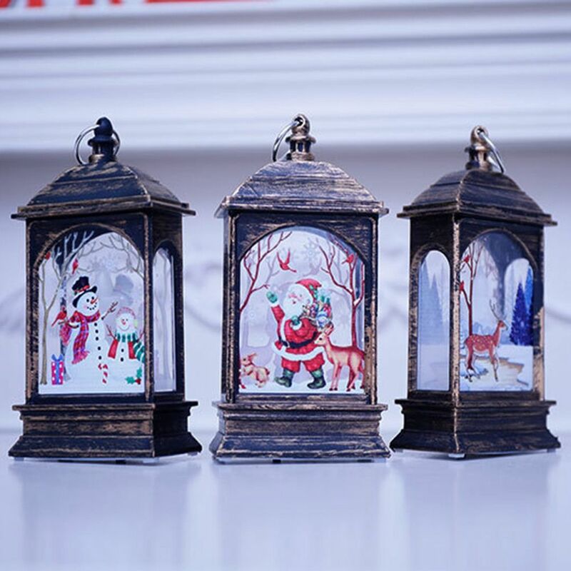 Candelabro con adornos de alce para el hogar, luz de té, linterna, luz Led, colgantes de Navidad, decoración de Navidad