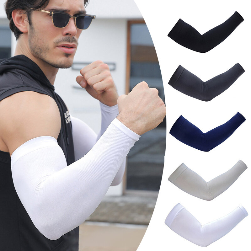 Summer Elastic Elbow Sleeves Cooling Arm Cover UV Protection Cuffs Compression Basketball Sleeve Outdoor Riding  Ice Silk Sleeve