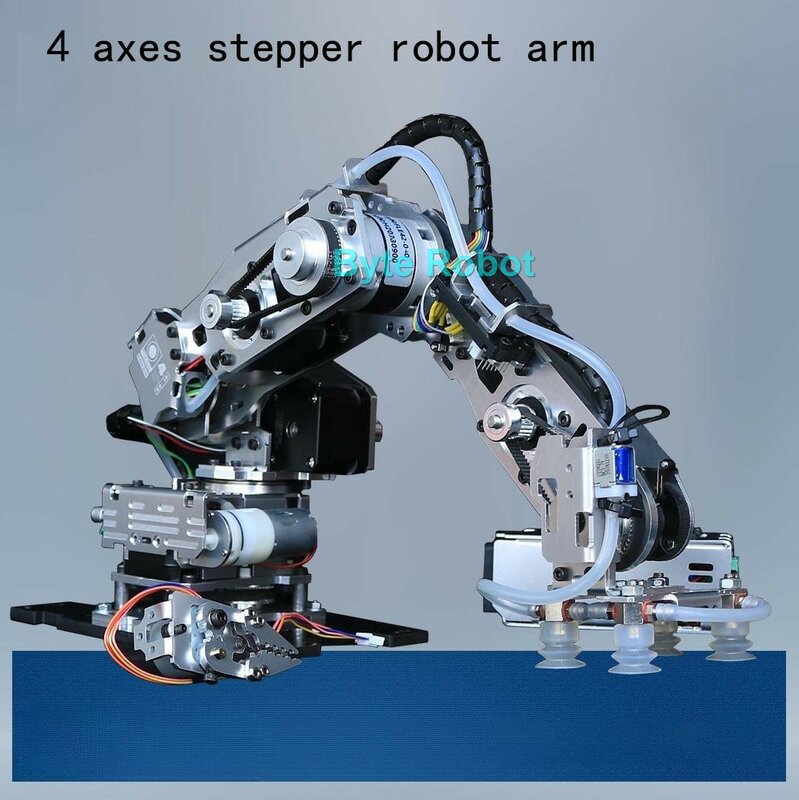 Big Load 4 DOF Metal RobotiArm with Suction Cup Pump Stepper Motor for Arduino Robot DIY Kit Industrial 4 Axis Robot Model Claw