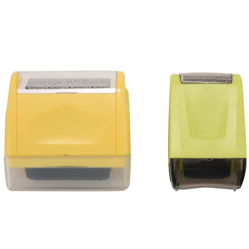 2 Pcs Identity Theft Prevention Stamp Identity Guard Roller Stamp Wide Rolling Security Stamp (Yellow and Green L and M)