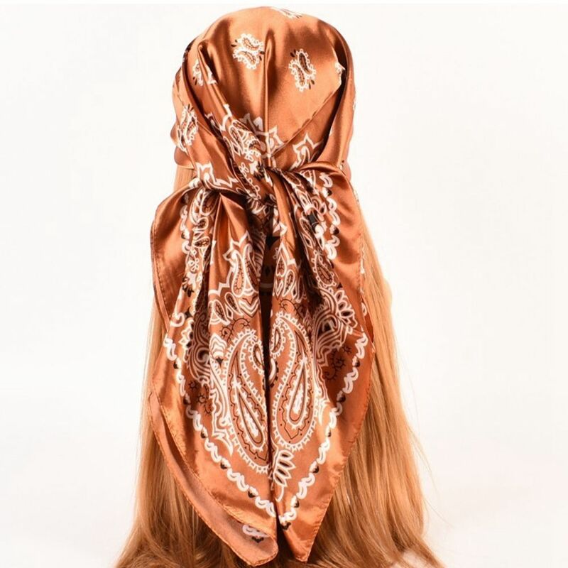Шарф аксессуары большой квадратный шарф головной платок палантины Женская шаль шарфы в Корейском стиле шарф с принтом атласный шарф