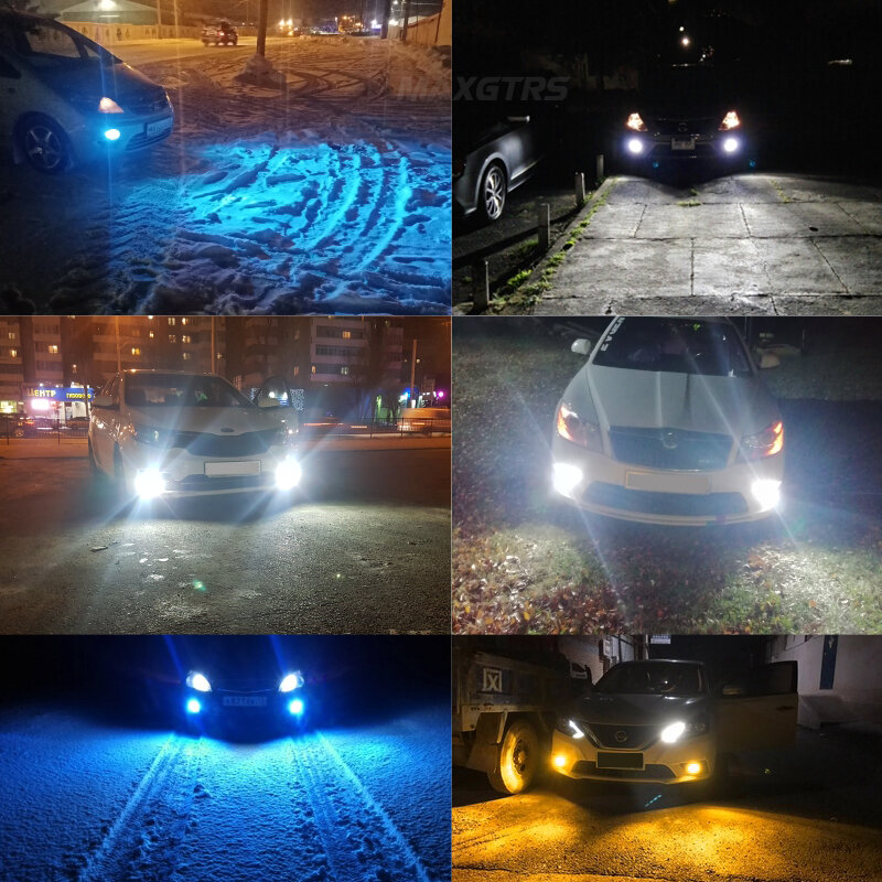 Phares antibrouillard super lumineux pour voiture, lampe LED, puce 9005, blanc glace, bleu, conduite, course, H8, H11, 9006, 4014, HB3, HB4, 6000K, 2 pièces