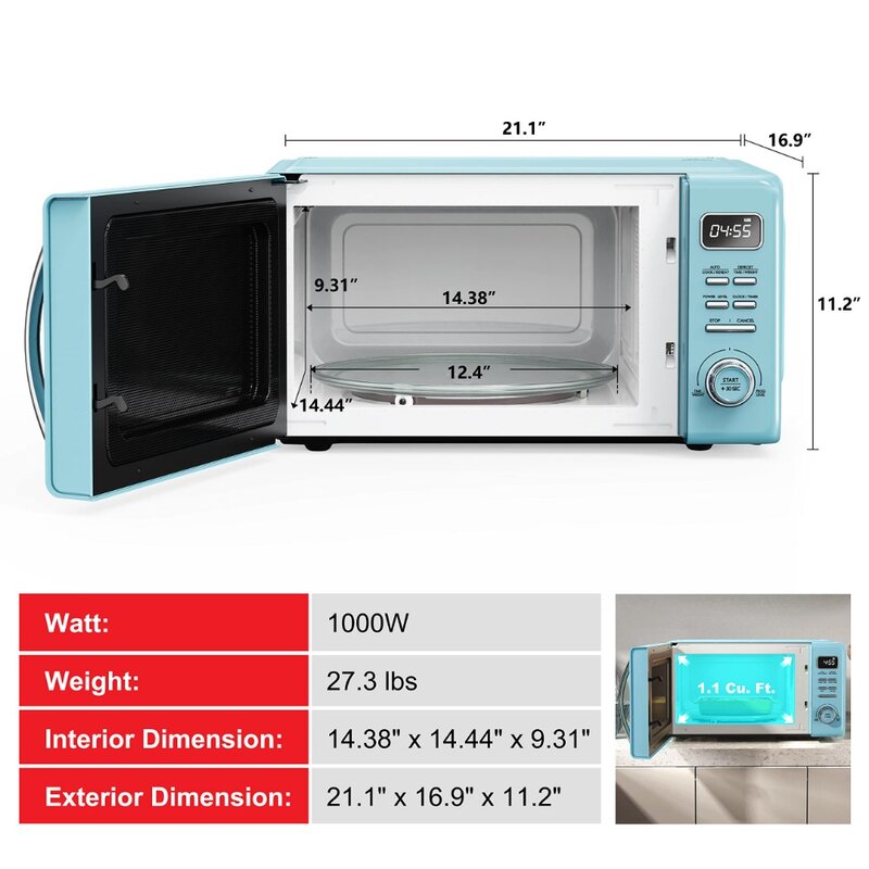 Oven Microwave meja Retro Galanz 2024 baru, 1.1 Cu Ft
