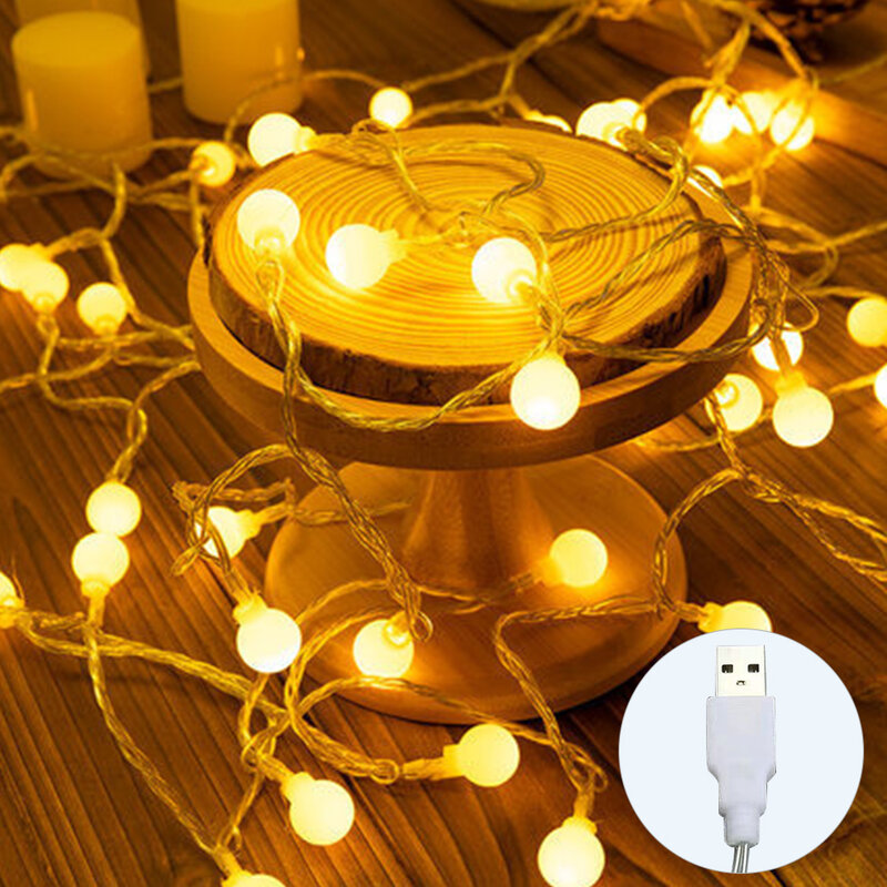 Patio Bedroom Fairy Romantic Crystal Globe Party Decor Indoor Outdoor USB Powered Garden Waterproof Wedding LED Light String