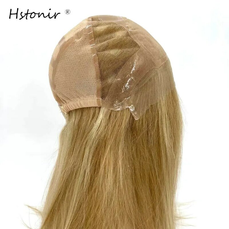 Hstonir perucas para mulheres cabelo humano peruca médica europeu remy cabelo loiro frente do laço natural real hairpiece pelucas original g043