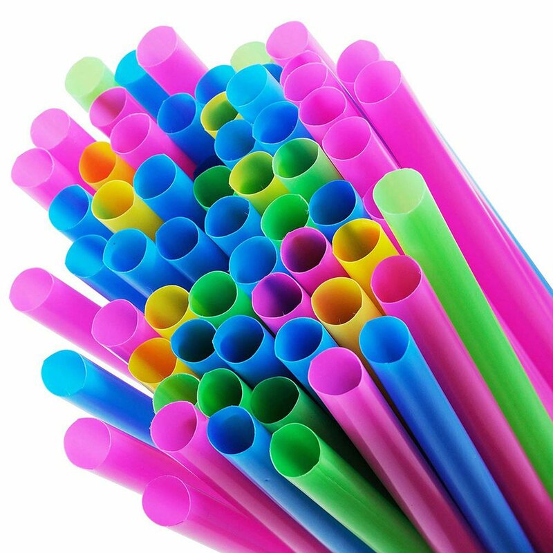 100Pcs Color Flat Mouth Straight Tube Type Beverage Straws Environmental Protection And Safety Color Bright Straws