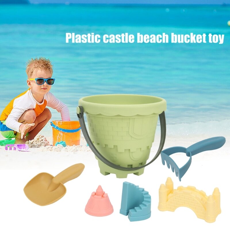 ของเล่นเด็กริมทะเลของเล่น DIY ปราสาททรายพร้อมคราดและพลั่วและถังสำหรับของขวัญเด็กวัยหัดเดิน
