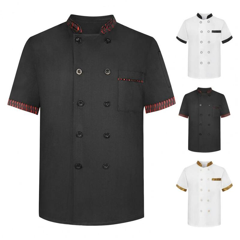 Моющаяся куртка шеф-повара, дышащая устойчивая к пятнам форма шеф-повара для кухни, ресторана, персонала, двубортная, с коротким рукавом, для поваров