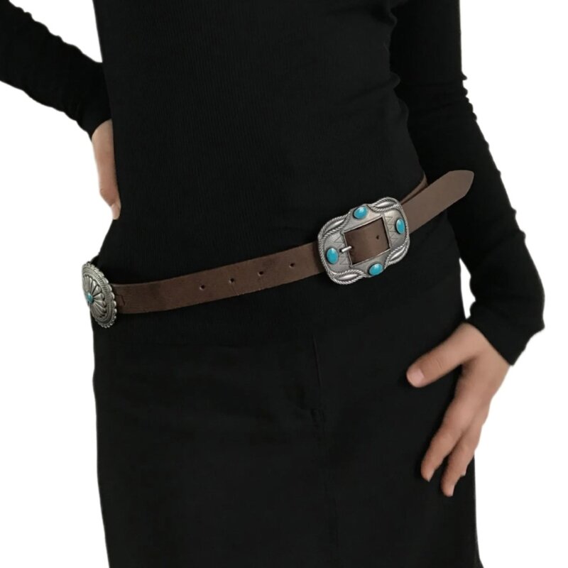 เข็มขัดเอวแบบเรียบง่ายเข็มขัดผู้หญิงสำหรับกางเกงกางเกงยีนส์ Vintage Pin Buckle Waiststrap