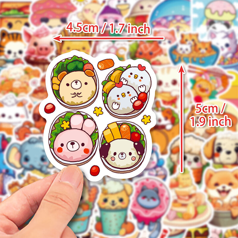 10/30/50pcs Cute Animal Food Decoration Stickers Kawaii Girls DIY Scrapbooking Guitar Phone Case Waterproof DIY Sticker Kids Toy