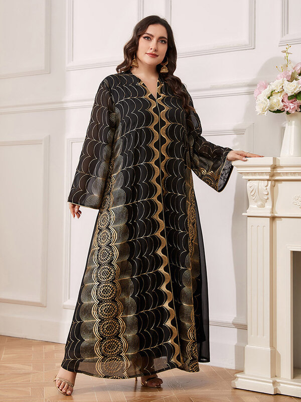 Robe Longue en Mousseline de Soie Brodée Indie Folk pour Femme Musulmane, Arabe, Saoudien, Soirée, Printemps Automne 2024