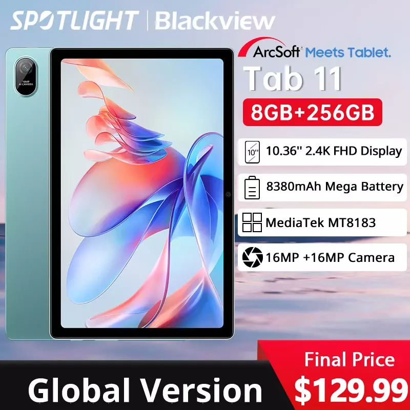 Blackview-Tablet Tab 11 con WiFi, 10,36 pulgadas, 2,4 K FHD + pantalla 8GB + 256GB MTK MT8183 Octa Core, batería de 8380mAh, 16MP, estreno mundial