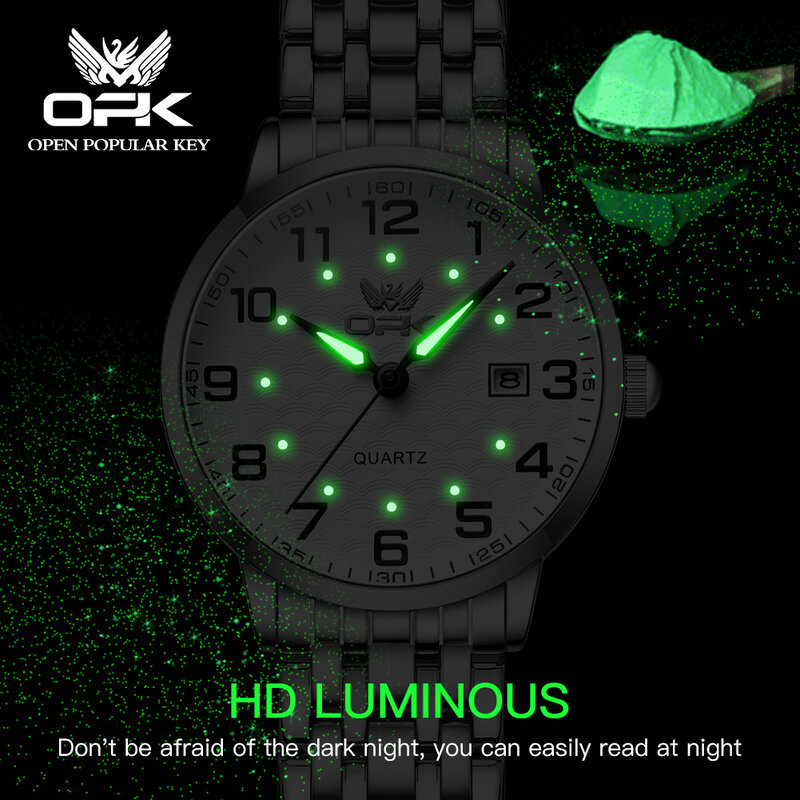 OPK Fashion Lady Watch cinturino in acciaio inossidabile orologio al quarzo con scala digitale impermeabile luminoso Versatile orologi da donna originali