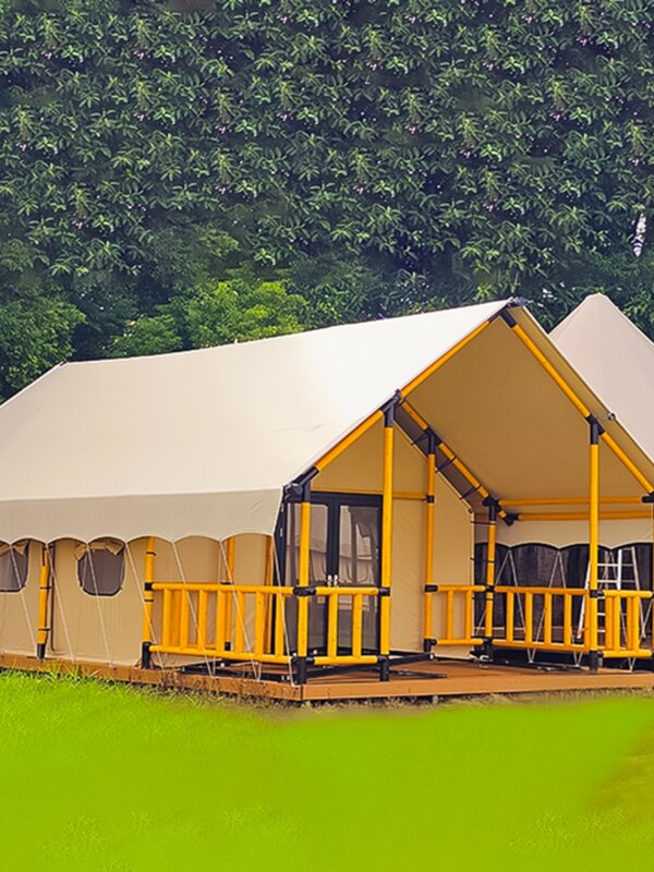 Caractéristiques Tente d'hébergement de camping en plein air, zone pittoresque, zones d'hôtel, Tente de crête, Structure en bois personnalisée, abricot, abricot