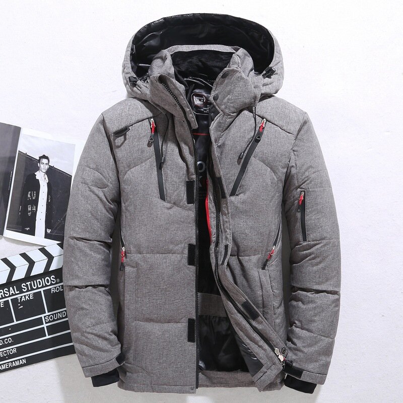 2023 Winter Men Thick Parkas Down Jacket Male White Duck Down Jacket Hooded Outdoor Thick Warm Padded Snow Coat Oversized