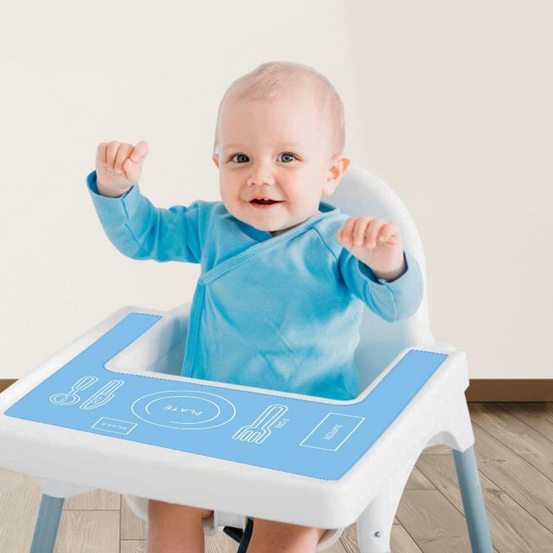 Tatakan kursi tinggi silikon antiselip, alas makanan bayi untuk balita dan bayi mudah dibersihkan aman untuk makanan